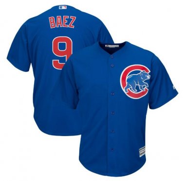 Size XXXL Javier Baez #9 Chicago Cubs Cool Base Men's Jersey Royal