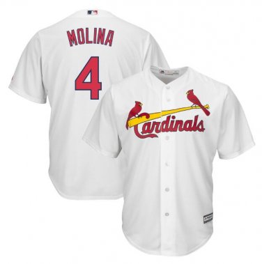 Size L Yadier Molina #4 St. Louis Cardinals Cool Base Men's Jersey White