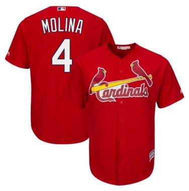 Size L Yadier Molina #4 St. Louis Cardinals Cool Base Men's Jersey Scarlet