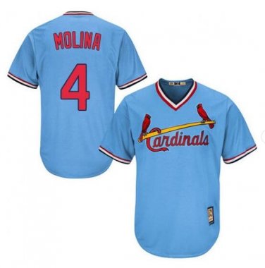Size XXXL Yadier Molina #4 St. Louis Cardinals Cooperstown Collection Men's Jersey Light Blue
