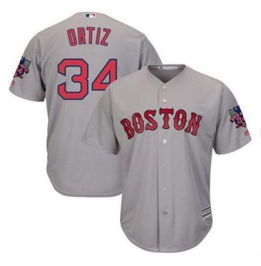 Size XXXL David Ortiz #34 Boston Red Sox Cool Base Player Men's Jersey Gray