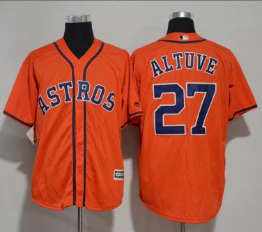 Size L Jose Altuve #27 Houston Astros Cool Base Player Men's Jersey Orange