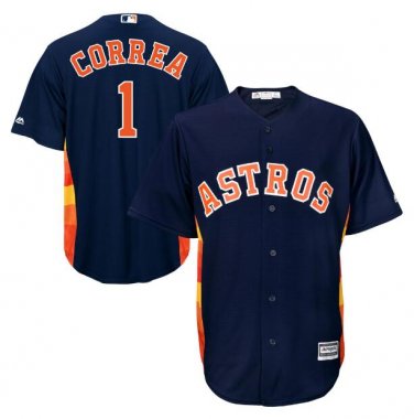 Size M Carlos Correa #1 Houston Astros Cool Base Player Men's Jersey Navy