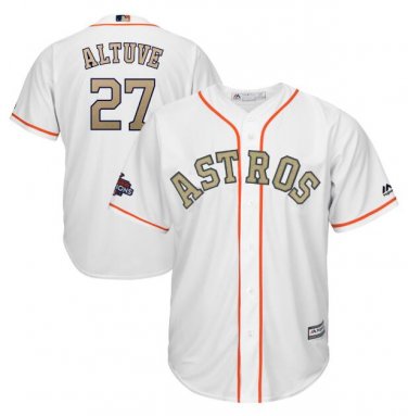 Size XL Jose Altuve #27 Houston Astros 2018 Gold Program Cool Base Player Men's Jersey White