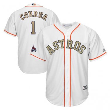 Size XL Carlos Correa #1 Houston Astros 2018 Gold Program Cool Base Player Men's Jersey White