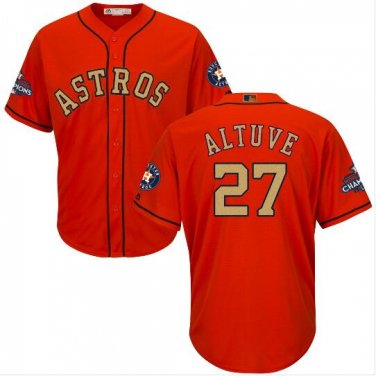Size XXL Jose Altuve #27 Houston Astros 2018 Gold Program Cool Base Player Men's Jersey Orange