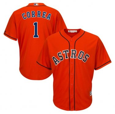 Size XXL Carlos Correa #1 Houston Astros 2018 Gold Program Cool Base Player Men's Jersey Orange