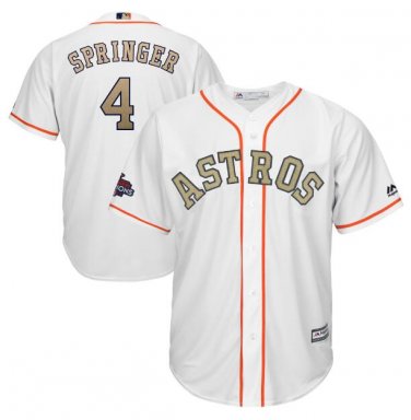 Size M George Springer #4 Houston Astros 2018 Gold Program Cool Base Player Men's Jersey White