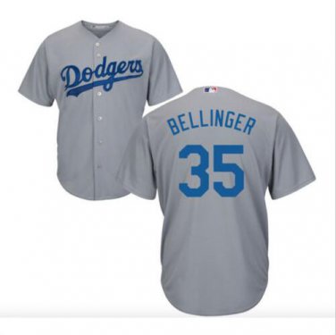 Size L Cody Bellinger #35 Los Angeles Dodgers Cool Base Player Men's Jersey Gray