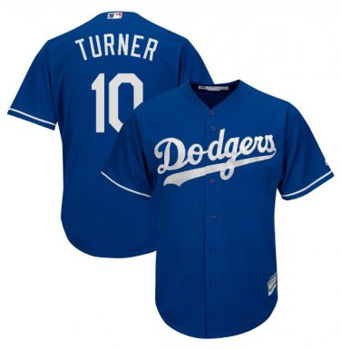Size L Justin Turner #10 Los Angeles Dodgers Cool Base Player Men's Jersey Royal