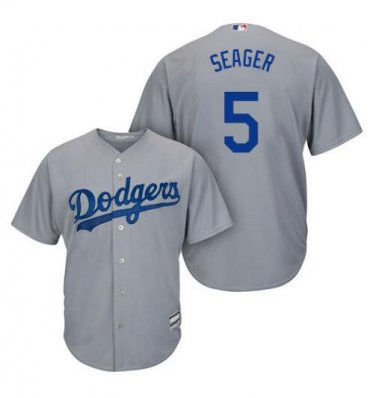 Size XXXL Corey Seager #5 Los Angeles Dodgers Cool Base Player Men's Jersey Gray