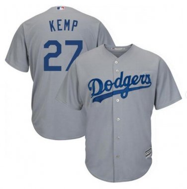 Size L Matt Kemp #27 Los Angeles Dodgers Cool Base Player Men's Jersey Gray