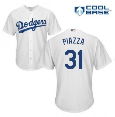 Size XXXL Mike Piazza #31 Los Angeles Dodgers Cool Base Player Men's Jersey White