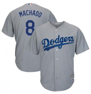Size XXL Manny Machado #8 Los Angeles Dodgers Cool Base Player Men's Jersey Gray
