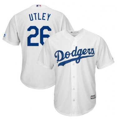 Size XXL Chase Utley #26 Los Angeles Dodgers Cool Base Player Men's Jersey White