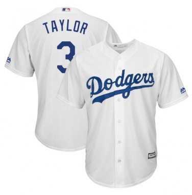 Size L Chris Taylor #3 Los Angeles Dodgers Cool Base Player Men's Jersey White