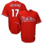 Size L Rhys Hoskins #17 Philadelphia Phillies Cool Base Player Men's Jersey Red