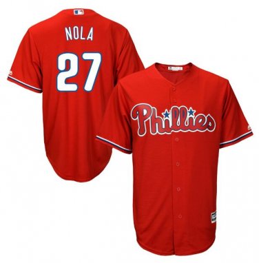 Size XL Aaron Nola #27 Philadelphia Phillies Cool Base Player Men's Jersey Red