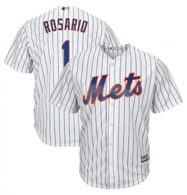 Size M Amed Rosario #1 New York Mets Cool Base Player Men's Jersey White