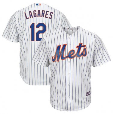 Size L Juan Lagares #12 New York Mets Cool Base Player Men's Jersey White