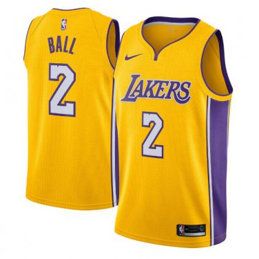 Lonzo Ball #2 Los Angeles Lakers Swingman Jersey Men's Yellow - Icon Edition Size XL