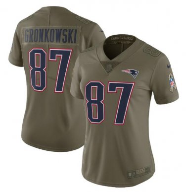 Rob Gronkowski #87 New England Patriots Limited Player Jersey Women's Olive Size L