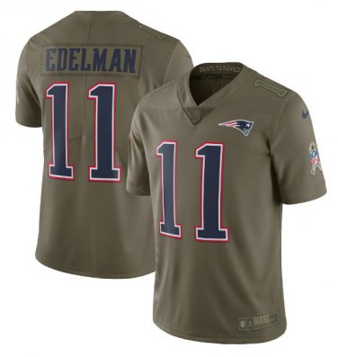 Julian Edelman #11 New England Patriots Limited Player Jersey Men's Olive Size S