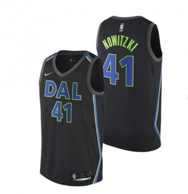 Dirk Nowitzki #41 Dallas Mavericks City Edition Swingman Men's Jersey Black Size S