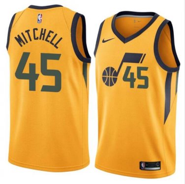 Donovan Mitchell #45 Utah Jazz Swingman Men's Jersey Gold Size L
