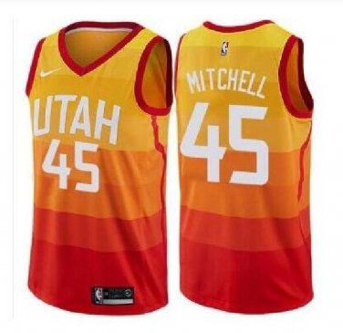 Donovan Mitchell #45 Utah Jazz City Edition Men's Jersey Orange Size XXL