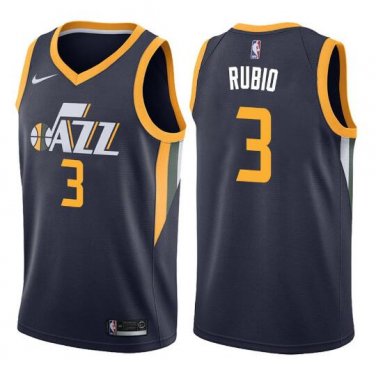 Ricky Rubio #3 Utah Jazz Swingman Men's Jersey Navy Size L