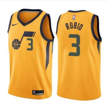 Ricky Rubio #3 Utah Jazz Swingman Men's Jersey Gold Size XL