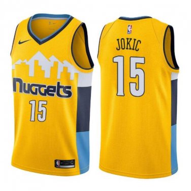 Nikola Jokic #15 Denver Nuggets Swingman Men's Jersey Yellow Size S
