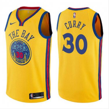 Stephen Curry #30 Golden State Warriors 2018 Finals City Men's Jersey Gold Size M