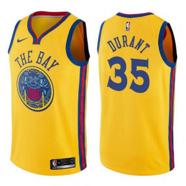 Kevin Durant #35 Golden State Warriors 2018 Finals City Men's Jersey Gold Size S