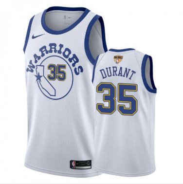 Kevin Durant #35 Golden State Warriors 2018 Finals Classic Men's Jersey White Size L