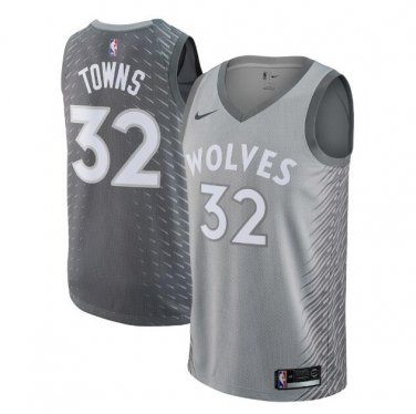 Karl-Anthony Towns #32 Minnesota Timberwolves Swingman Men's Jersey Silver - City Edition Size M