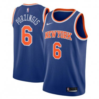 Kristaps Porzingis #6 New York Knicks Swingman Men's Jersey Blue - Association Size XXL