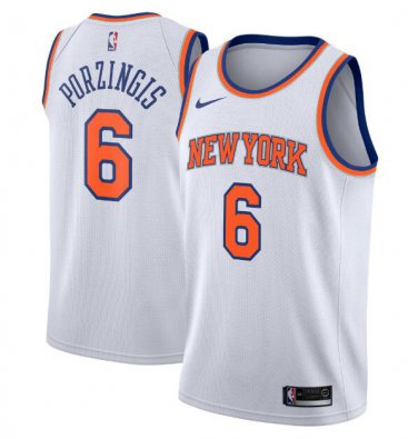 Kristaps Porzingis #6 New York Knicks Swingman Men's Jersey White - Association Size M