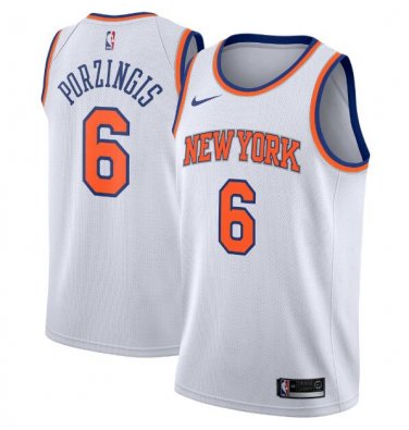 Kristaps Porzingis #6 New York Knicks Swingman Men's Jersey White - Association Size XL