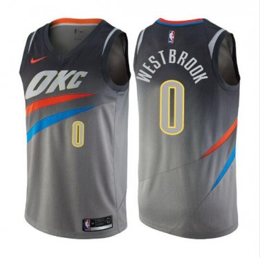 Russell Westbrook #0 Oklahoma City Thunder City Edition Men's Jersey Gray