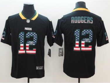 Aaron Rodgers #12 Green Bay Packers Limited Player Jersey Men's Black National Flag