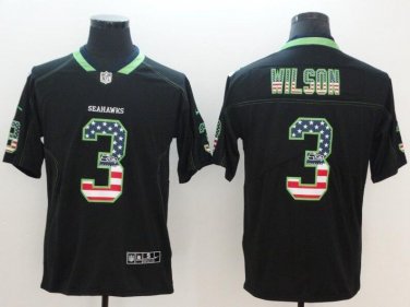 Russell Wilson #3 Seattle Seahawks Limited Player Jersey Men's Black National Flag