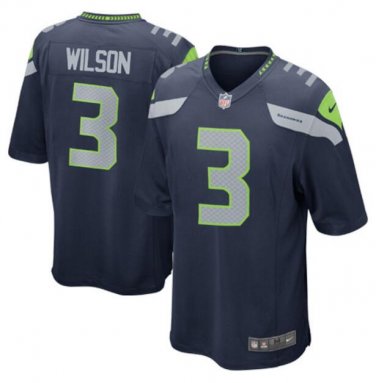 Russell Wilson #3 Seattle Seahawks Game Player Jersey Men's College Navy