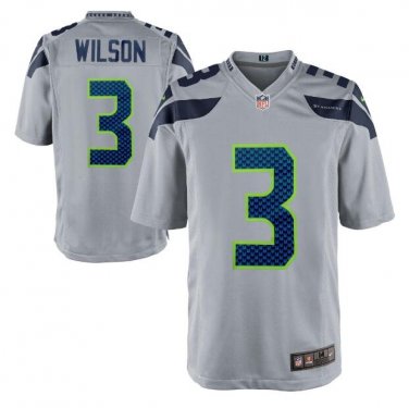 Russell Wilson #3 Seattle Seahawks Game Player Jersey Men's Gray