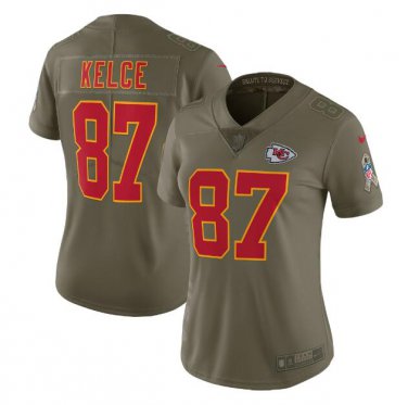 Travis Kelce #87 Kansas City Chiefs Salute To Service Limited Player Jersey Women's Olive