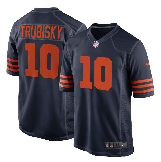 Mitchell Trubisky #10 Chicago Bears Throwback Game Player Jersey Men's Navy