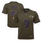 Justin Tucker #9 Baltimore Ravens Salute to Service Game Player Jersey Youth Olive