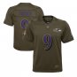 Justin Tucker #9 Baltimore Ravens Salute to Service Game Player Jersey Youth Olive