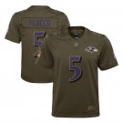 Joe Flacco #5 Baltimore Ravens Salute to Service Game Player Jersey Youth Olive